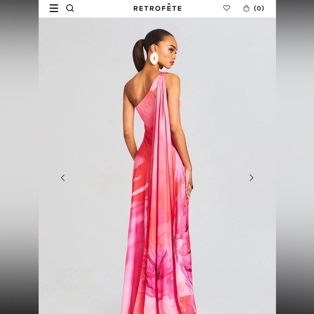 SOLD Retrofete Pink One-Shoulder Dress - Picture 2 of 4